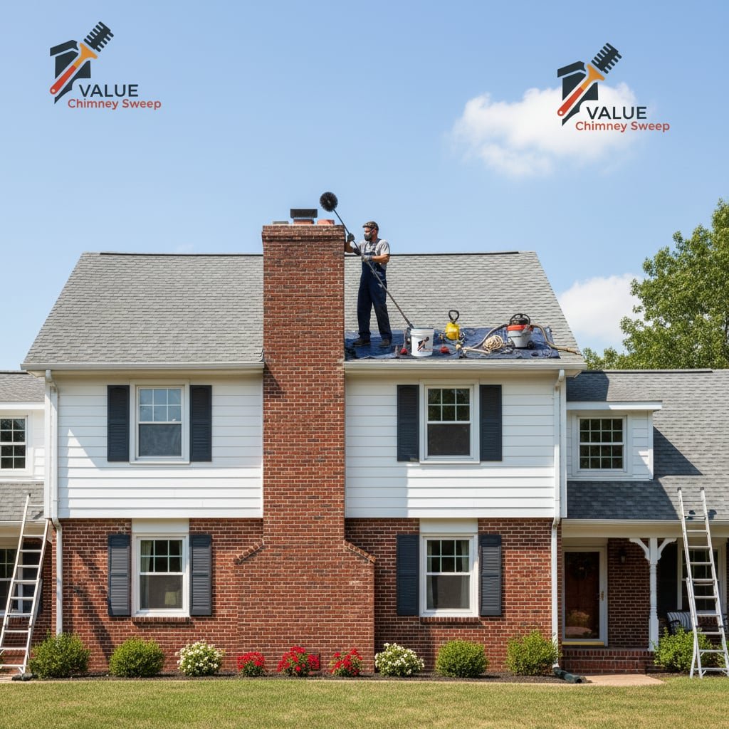 Value Chimney Sweep team working on chimney